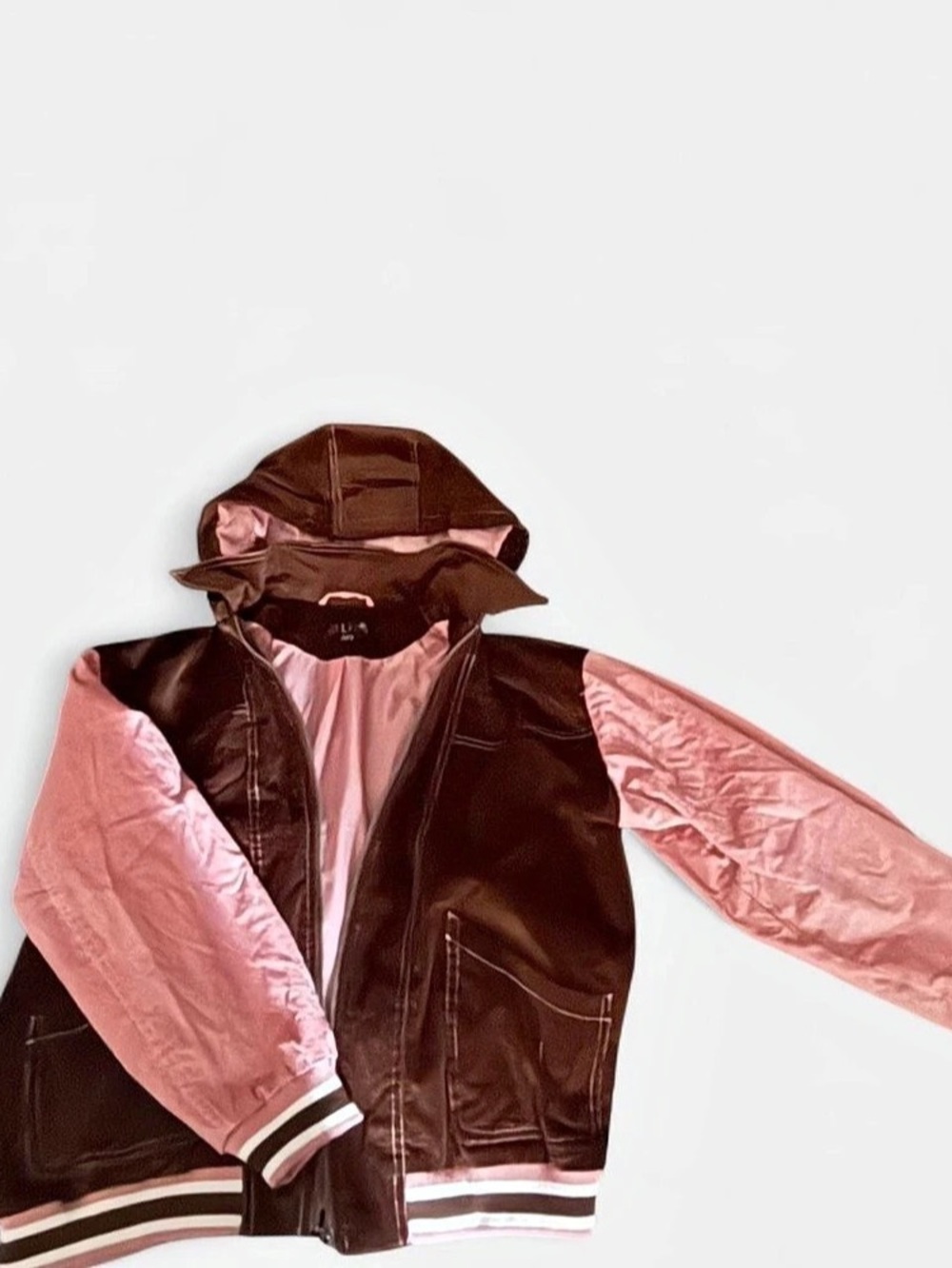 Delia's Color Block Varsity Jacket in Brown & Pink Size XS